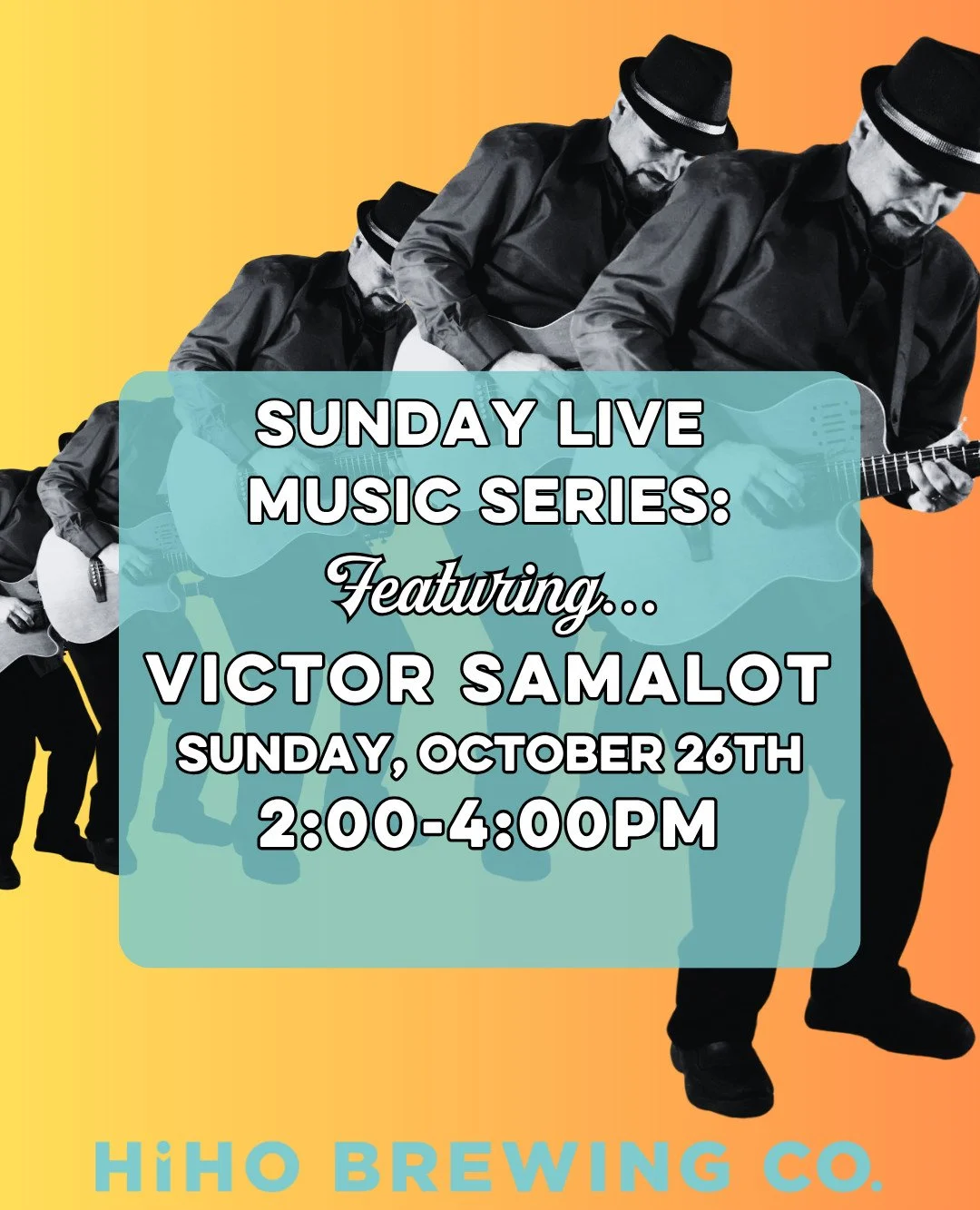 Join HiHO Brewing Co. for our Sunday Live Music Series on Sunday, October 26th from 2-4 PM featuring Victor Samalot! 

Victor is a 30+ year veteran guitarist from Cleveland, Ohio who draws on his Latin roots fusing timeless Latin groove with Jazz sty