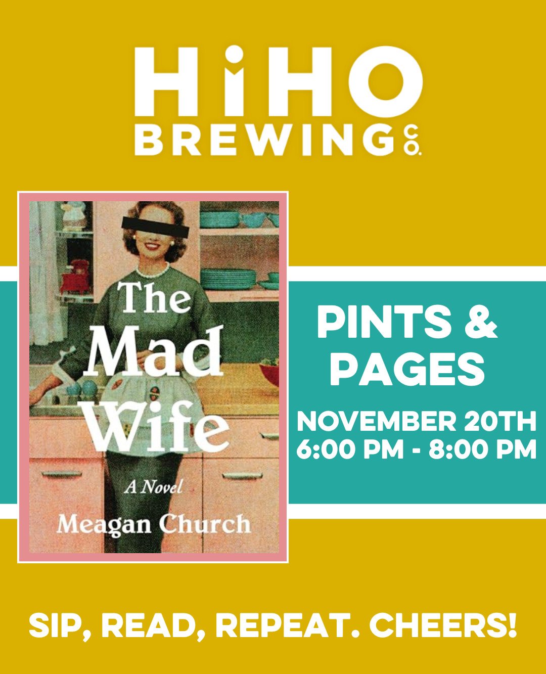 Thank you to everyone who made it out to October&rsquo;s Pints and Pages meet-up!

The winner for November&rsquo;s read is The Mad Wife by Meagan Church.

The next  Pints &amp; Pages meet-up will be on Thursday, November 20th at 6 PM.

See you all th
