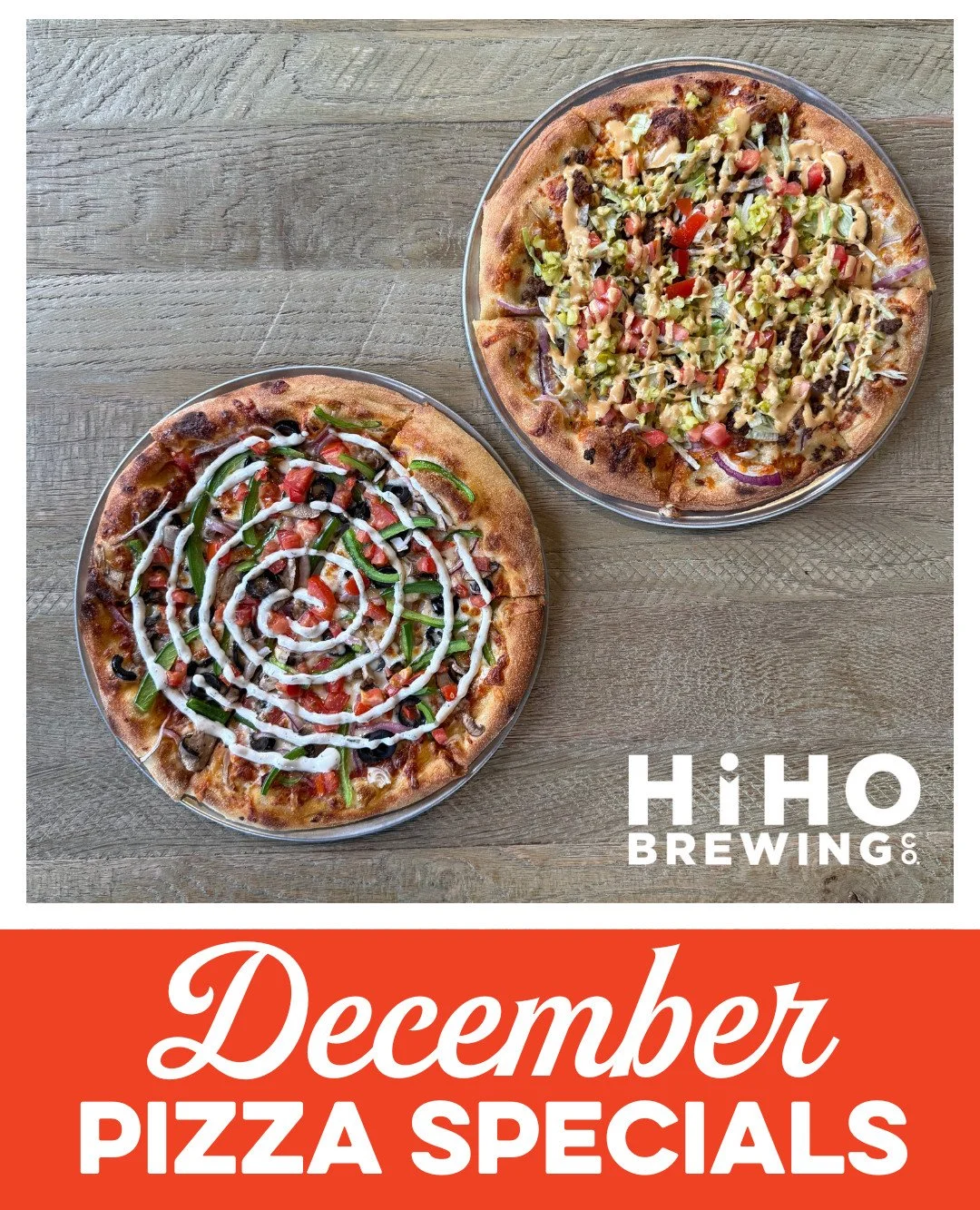 A new month means new PIZZAS at HiHO!

Bakers: Seasoned ground beef, cheddar, freshly shredded 3 cheese blend on garlic oil topped with chopped pickles, tomatoes, red onion, lettuce and a burger sauce drizzle 🍔 This classic cheeseburger pizza is a s