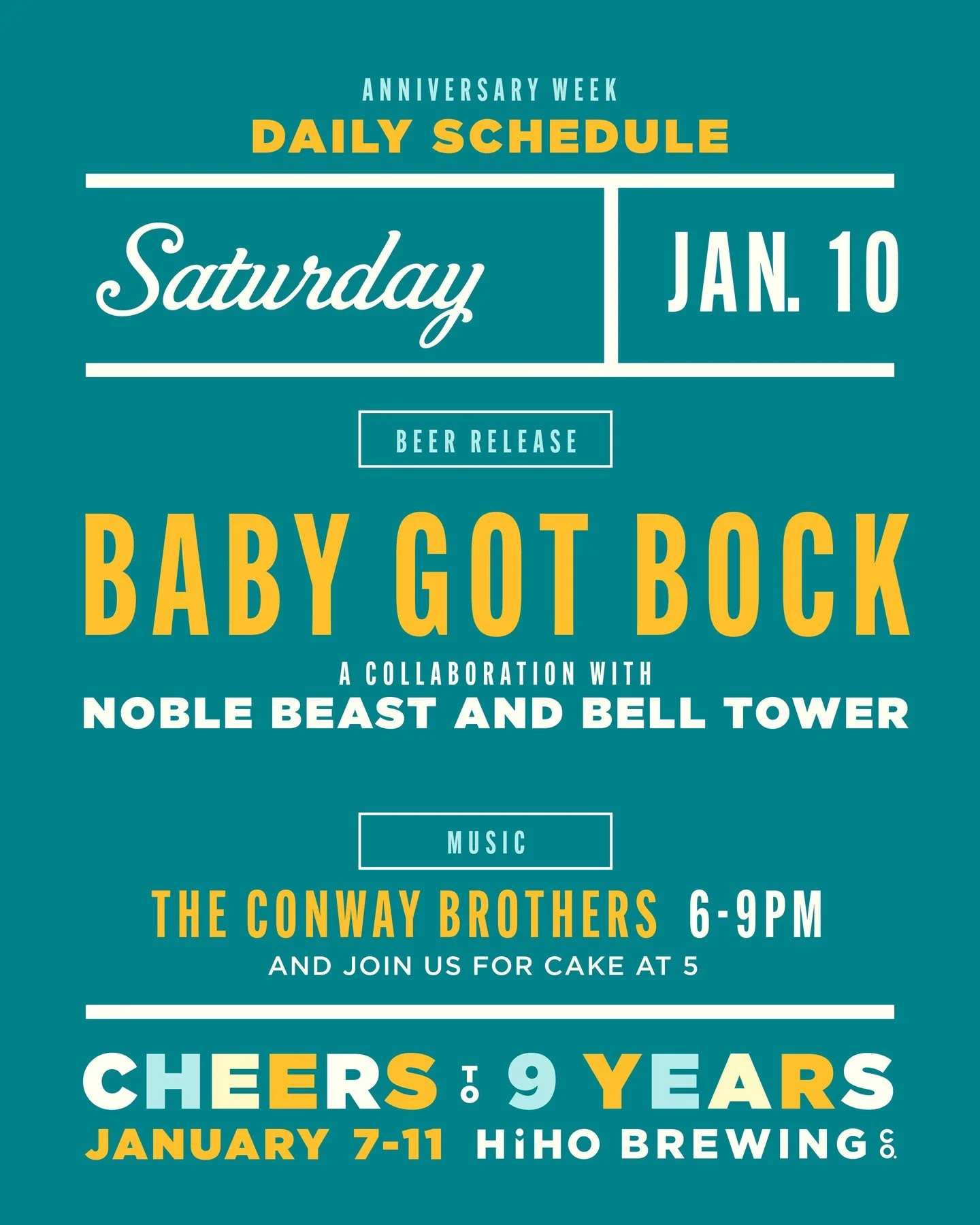 Anniversary Week Day 4: We will be tapping Baby Got Bock- an American Bock brewed in collaboration with @noble_beast_brewing and @belltowerbrewing 

Join us at 5pm for CAKE from @ohsosweetdesserts followed by @conwaybrothersmusic rocking from 6-9pm. 
