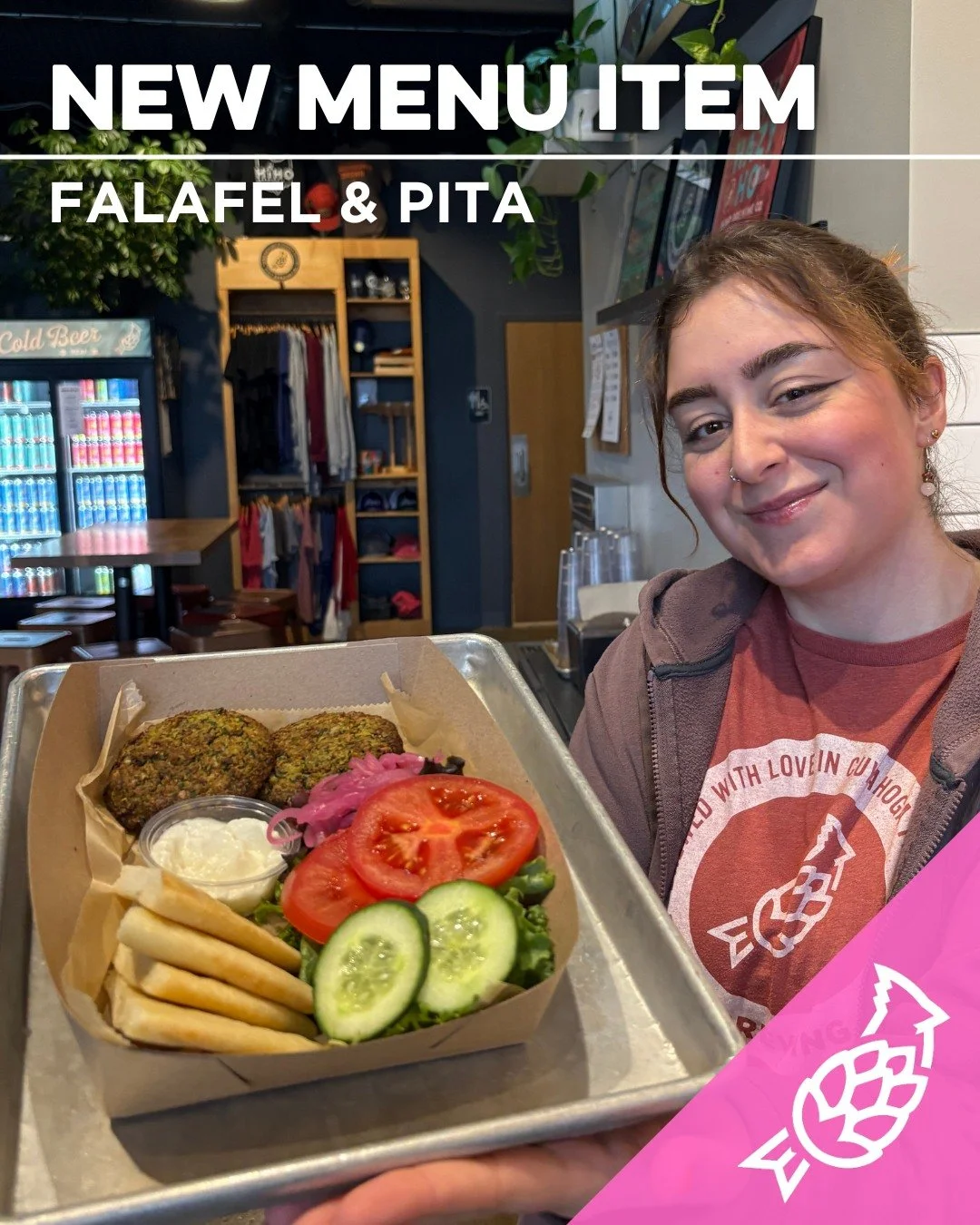 NEW MENU ITEM: Falafel &amp; Pita

This house made Falafel is served with cucumbers, tomato, pickled red onion, garlic toum sauce and pita, freshly baked by Eman! 

Stop in, try out this new addition to our food menu and let us know what you think!

