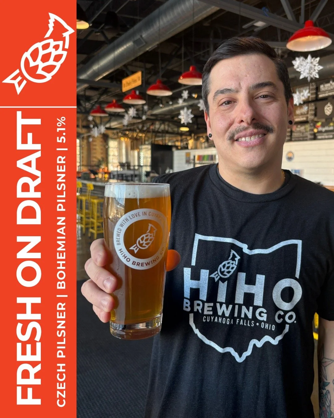 FRESH ON DRAFT: Czech Pilsner🍻

This Bohemian style Pilsner features only Czech Pilsner malt and Czech Saaz hops, creating a floral and herbal aroma with a balanced light and bready flavor.

Grab a pint with us this week!
Taproom Hours: 
Wed &amp; T