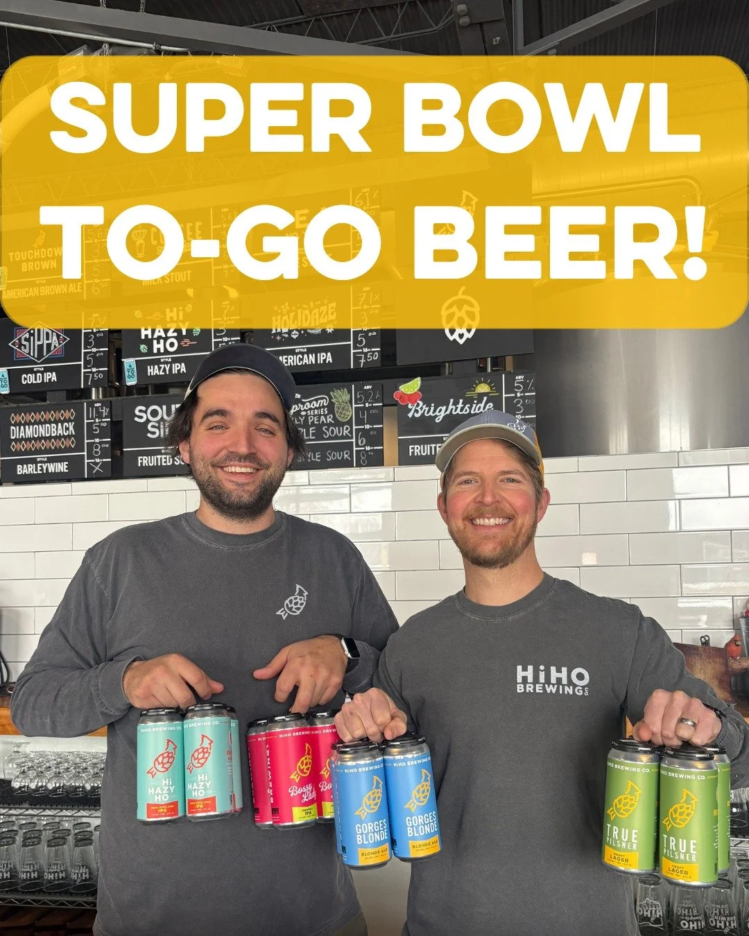 Don't forget to stop in this weekend and grab to-go beer for your Super Bowl party!🍻🏈

If you want a beer that we do not have in 4-packs, ask a bartender about filling a crowler or growler for you. 

The kitchen and taproom will be closing early th