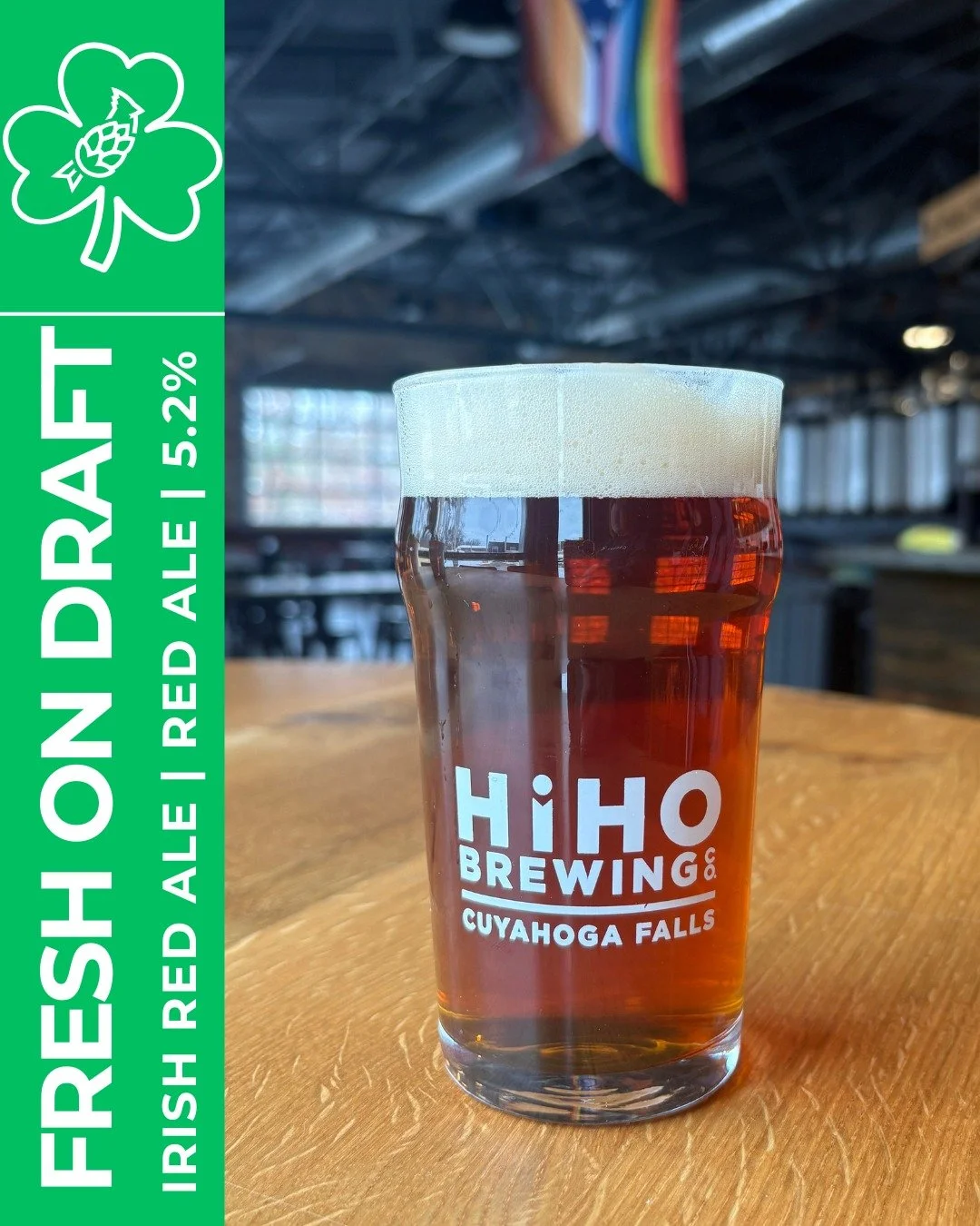 FRESH ON DRAFT: Irish Red Ale☘️

This Red Ale has a light aroma of toasted toffee and biscuit with a low earthy hoppy presence. It is a clean, smooth, and well balanced Irish Red Ale that is easy to drink before, during, and after St. Patrick's Day.
