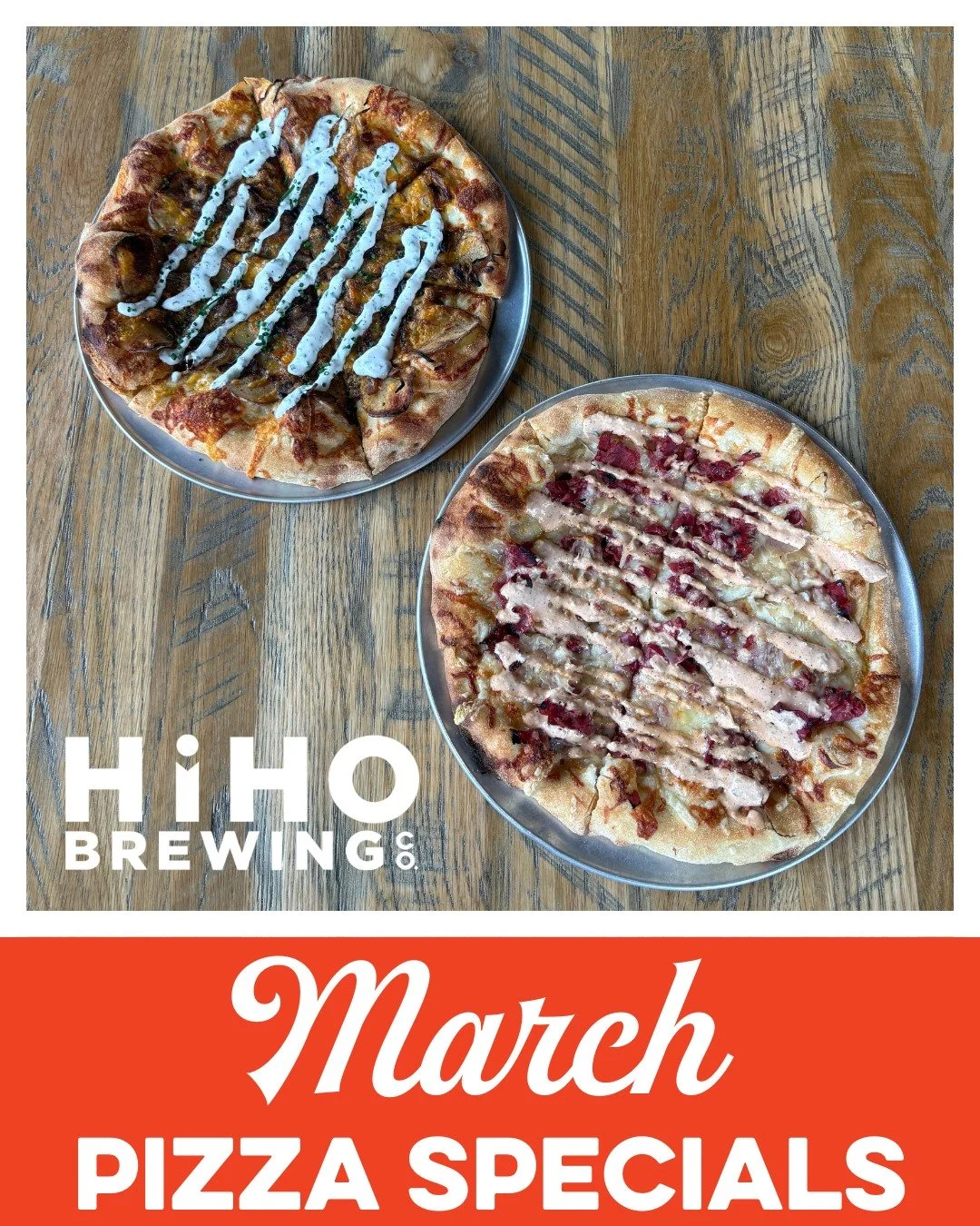 New month, new pizzas! Here are the MARCH specials!🍕

Baker's Special: Corned beef, sauerkraut, Swiss cheese, freshly shredded 3 cheese blend on garlic oil topped with a Thousand Island drizzle

Veggie Special: Roasted potatoes, caramelized onions, 