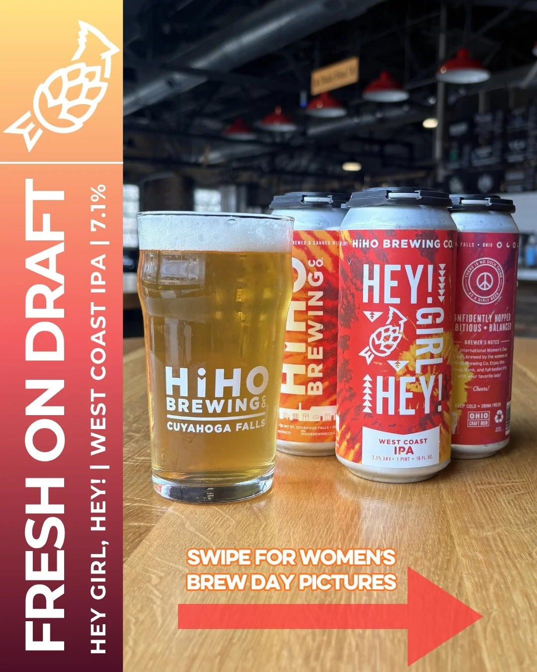 FRESH ON DRAFT: Hey Girl, Hey!🍻🩷

"Hey Girl, Hey!" was brewed by the women of HiHO Brewing Co. in celebration of International Women&rsquo;s Day. 

We collaborated with @crosbyhops to develop this beer using Strata NUVO (concentrated fres