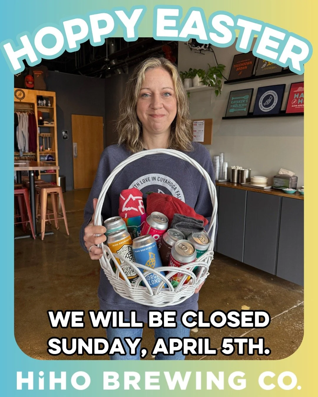 Grab your to-go beer &amp; basket essentials at HiHO!🍻🐥

We have t-shirts, hats, socks, glasses, sili pints, and more.

We will be CLOSED Sunday, April 5th.