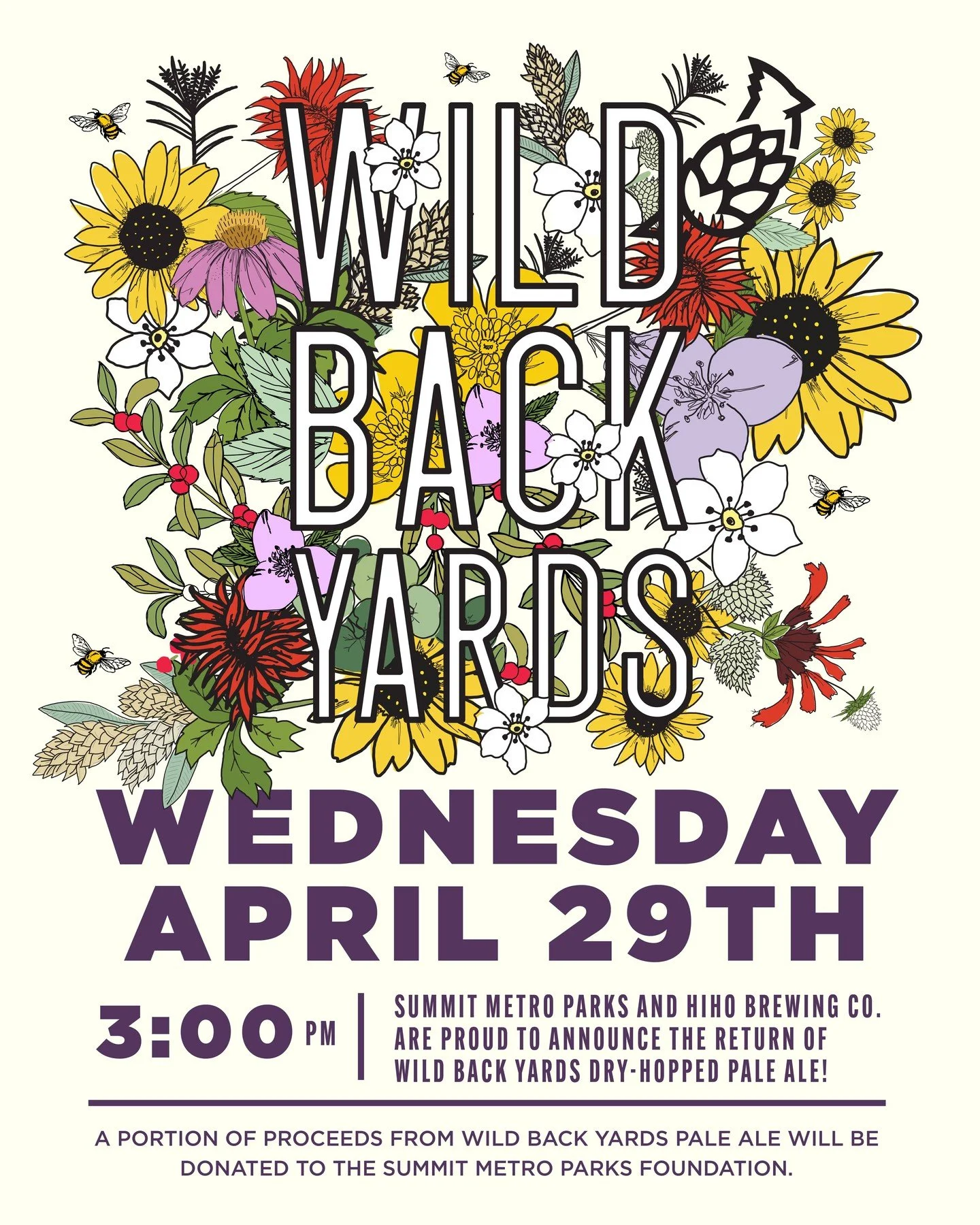 Summit Metro Parks and HiHO Brewing Co. are proud to announce the return of Wild Back Yards Dry-Hopped Pale Ale!

Brewed in collaboration with Summit Metro Parks, Wild Back Yards is a hop forward pale ale boasting flavors and aroma of stone fruit, pi