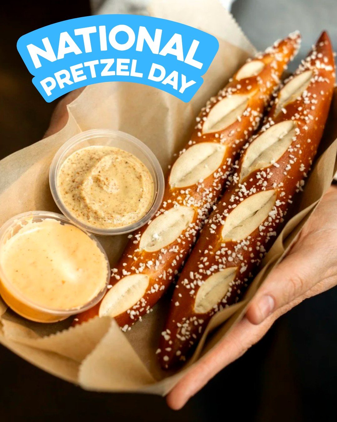 Happy National Pretzel Day 🥨

At HiHO, we make our Bavarian style pretzels fresh from scratch each day. They are carefully measured, hand-rolled, scored, salted and baked to create a crispy outside and soft chewy inside. These amazing pretzels are s