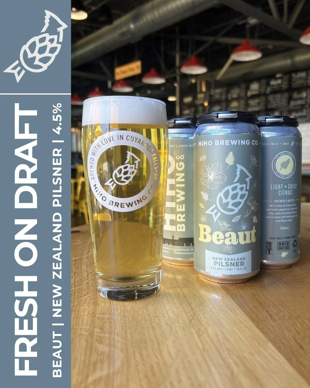 FRESH ON DRAFT: Beaut 🍻

This New Zealand Pilsner has hints of lemon-lime and white grapefruit. Beaut is a light, crisp, and refreshing Pilsner and was brewed with Motueka hops and Pilsen malt. Fresh on Draft AND in 4-packs!

See you in the taproom!