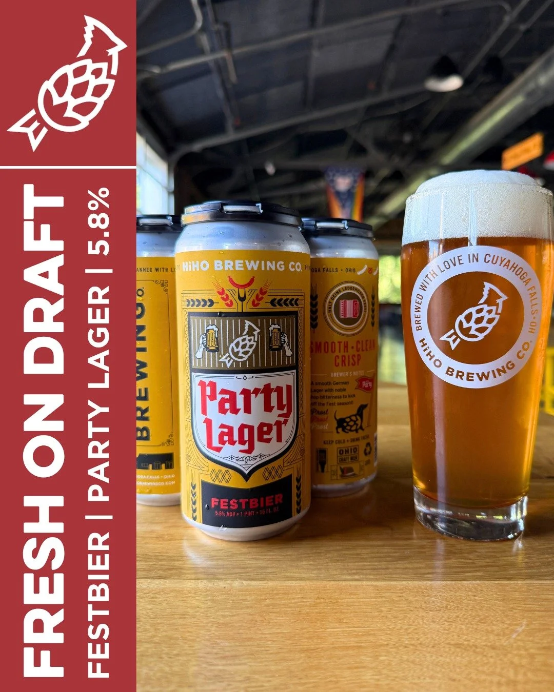 FRESH ON DRAFT: Festbier Party Lager🍻

A smooth German Lager with noble hop bitterness to kick off the Fest season!!

Stop in the taproom, grab a pint and leave with a freshly canned 4-pack to enjoy at home. 

See you soon!🎉
Taproom Hours: 
Wed &am