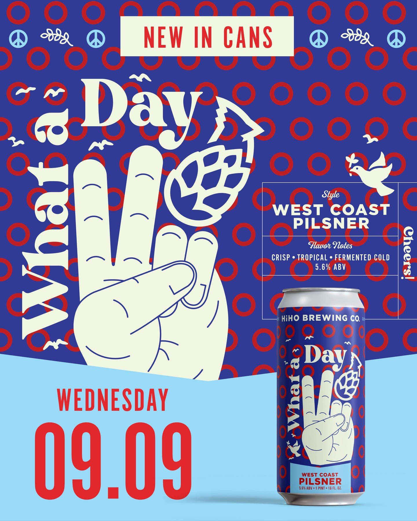 NEW IN CANS: What A Day✌️

This West Coast Pilsner is fresh in 4-packs for the first time! New can design by Andy over at the @thesocialdept

What A Day is also fresh on draft. So come down to the taproom, have a pint with us and leave with a 4-pack!