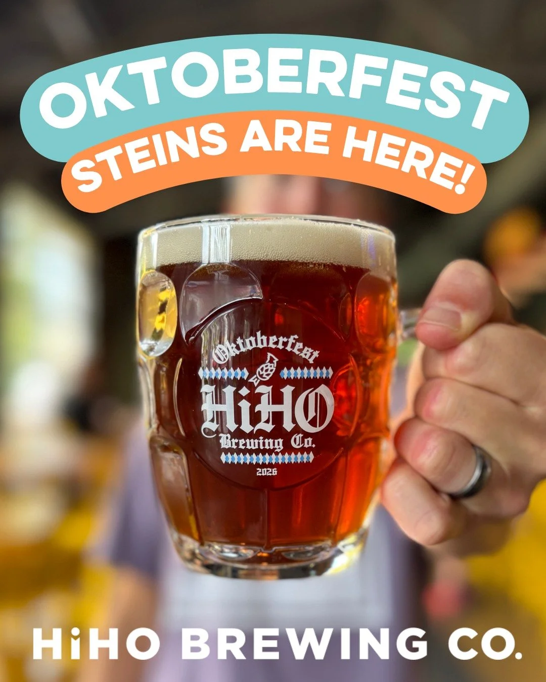 HiHO 2026 Oktoberfest steins are here!🍺

Available this Friday, September 18th - Sunday, September 20th. 

&bull; 20oz. stein and a fill of Oktoberfest for $16
&bull; 20oz. stein REFILLS for only $6.50

Come down to the taproom, grab your stein, enj