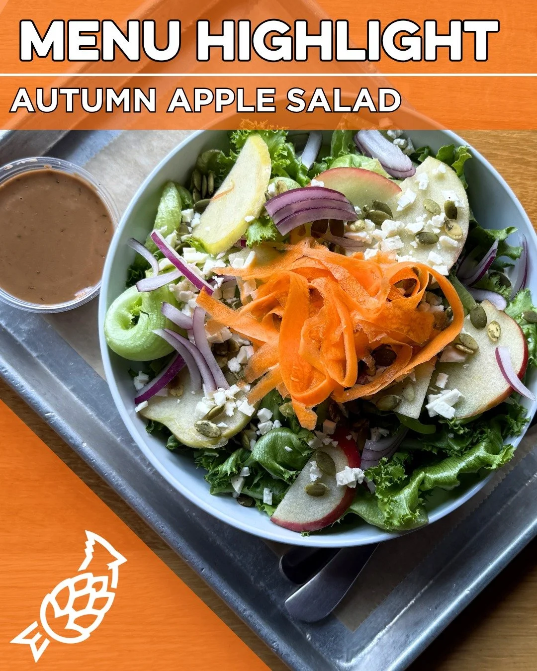 New season, new salad!🍎🍂

Autumn Apple Salad: Local mixed greens, honeycrisp apples, feta, red onion, and carrot ribbons topped with toasted pepitas &amp; house maple-balsamic vinaigrette dressing.

This salad pairs perfectly with our Signal Tree E