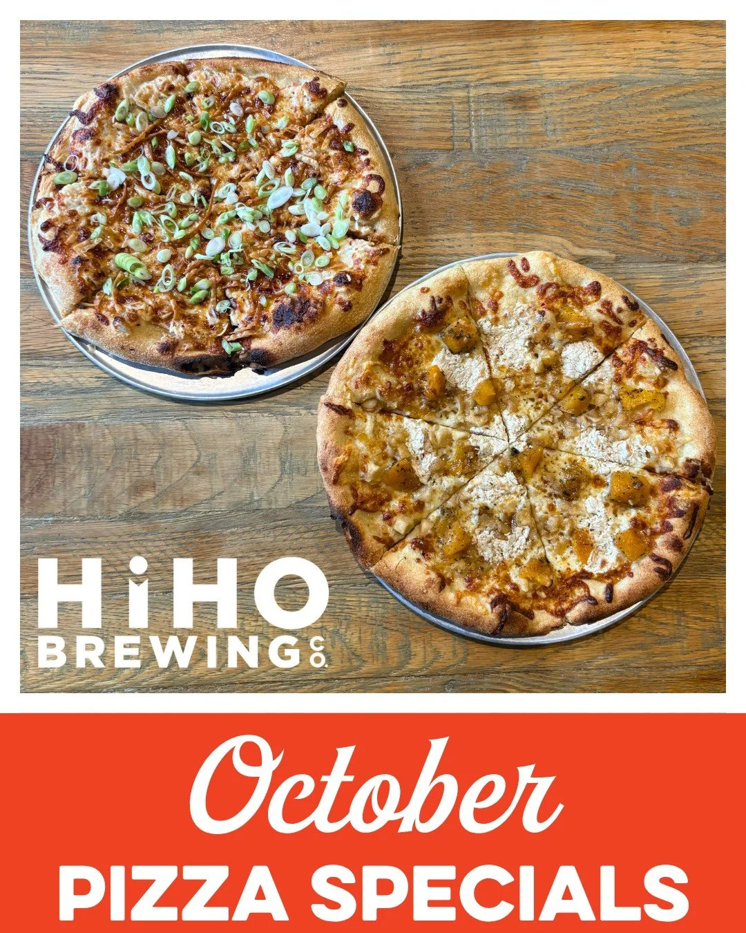 October pizzas are HERE!🍕

Baker's Special: Garlic-infused cream cheese, flaky crab meat and freshly shredded 3-cheese blend topped with a house-made sweet chili drizzle, sliced green onions and crispy wonton strips.

Veggie Special: Sage roasted bu