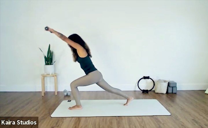 Done a lot of sitting today? Grab a set of hand weights and try this standing series from @embracebymichelle&rsquo;s recent online class in our virtual studio:

1️⃣ Full sequence (sped up!)
2️⃣ Lunge step backs
3️⃣ Lunge step backs with overhead reac