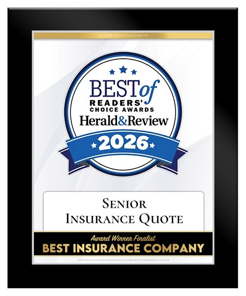 2026 Herald & Review Best of Readers' Choice award naming Senior Insurance Quote the Best Insurance Company.