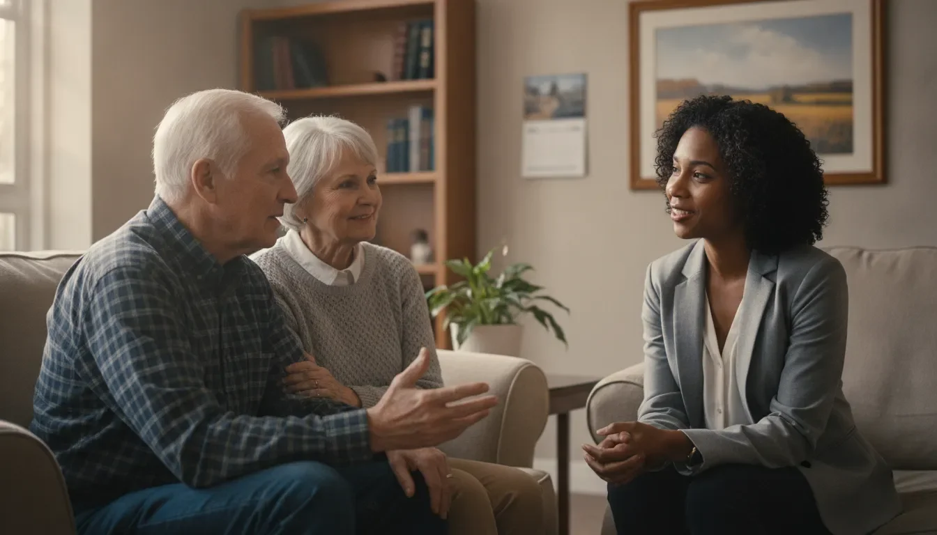 Illinois senior speaking with an insurance advisor about life insurance options