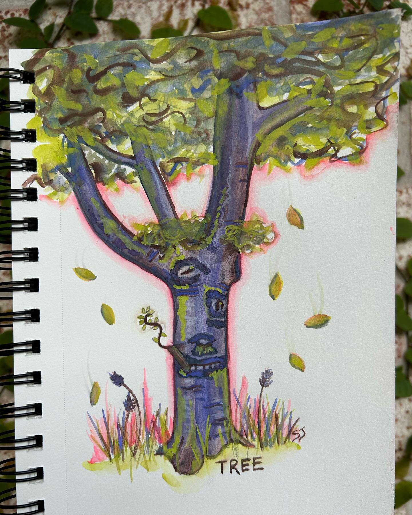 And here is today&rsquo;s prompt from @folktaleweek - &ldquo;tree&rdquo;. This one was easy for me because my family home has a very friendly looking tree in the front yard 🌳💚 #folktaleweek2022 #folktaleweek #treehugger #thetreeoflife #watercoloril