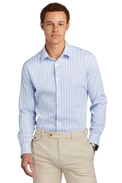 Men's Brooks Brothers Tech Stretch Patterned Shirt, BB1806, Newport ;White Check.jpg