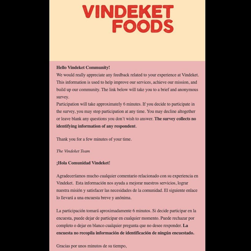 Hey Vindeket community! If you haven&rsquo;t already please take a minute to give us some feedback to help us achieve our mission. Links to survey in bio. Thank you!