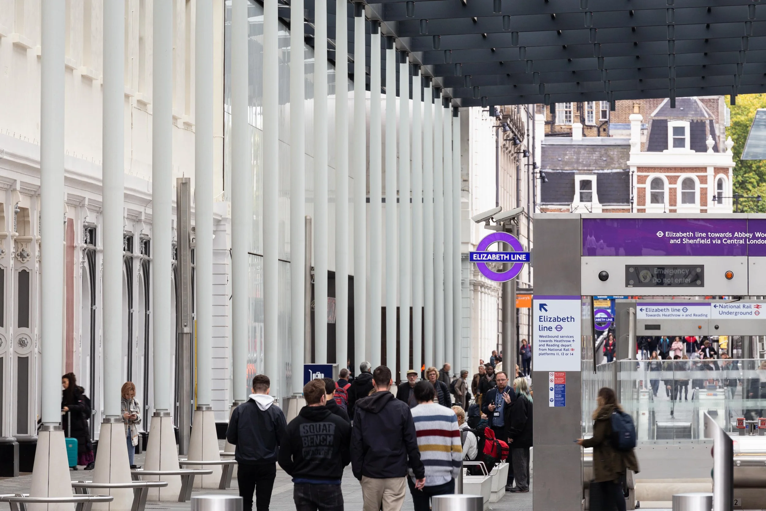 Paddington Elizabeth Line Crossrail Station Entrance TFL People Signage