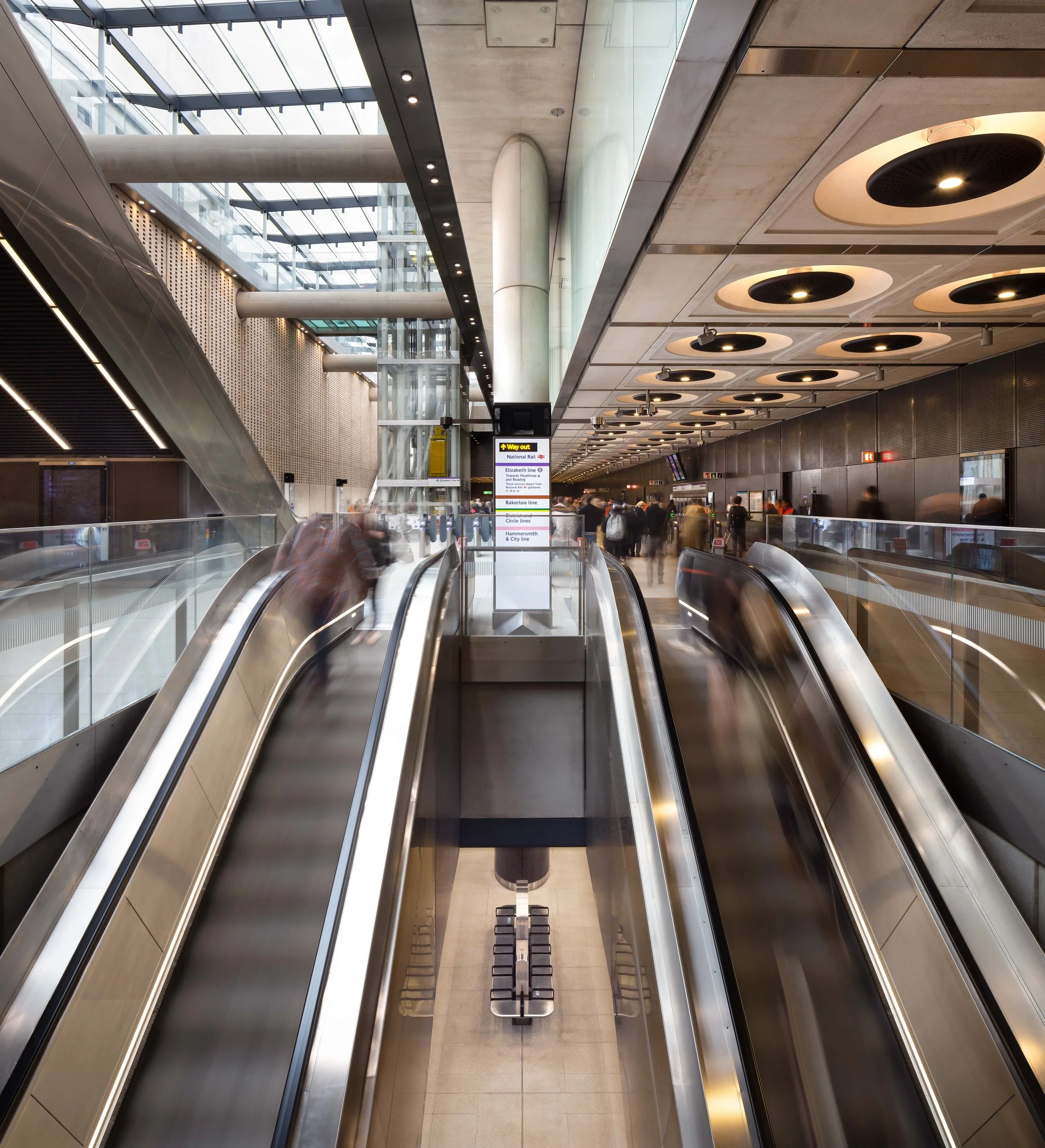 Paddington Elizabeth Line Crossrail Station Entrance TFL Inside Lighting Escalators
