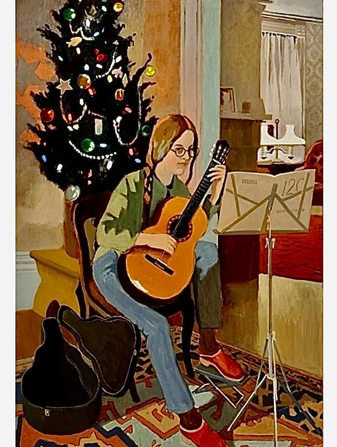 Lizzie, Guitar and Christmas Tree No. 1  1973  (76 x 52)