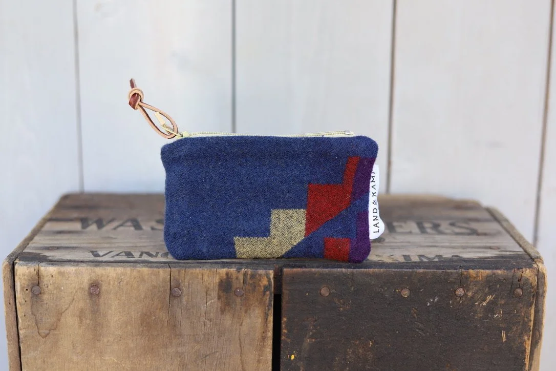 Card Pouch in Vintage Blue Wool
