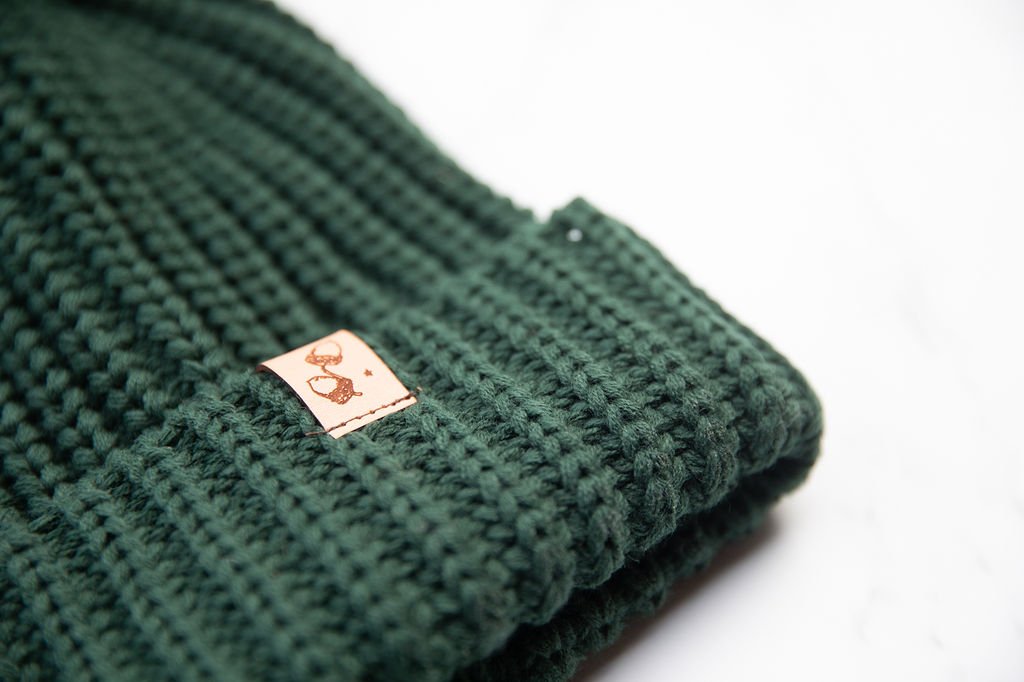 Formosa Green Cable Pom Pom Beanie with Cuff
