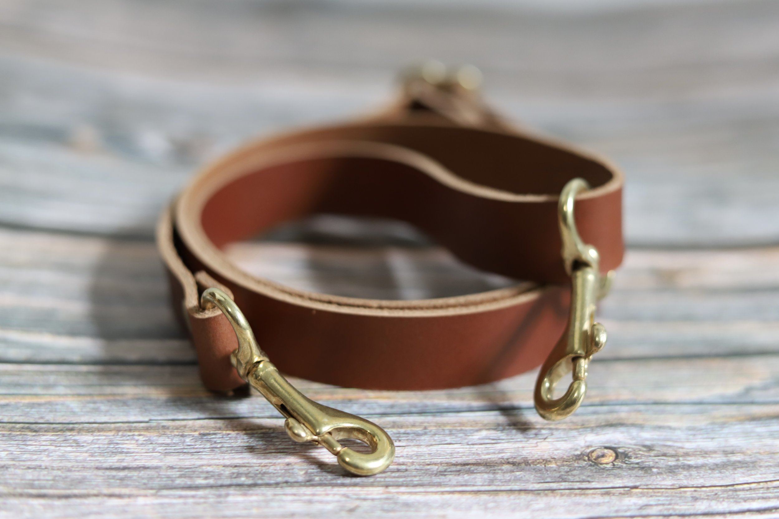 Adjustable Brown Leather Purse Strap