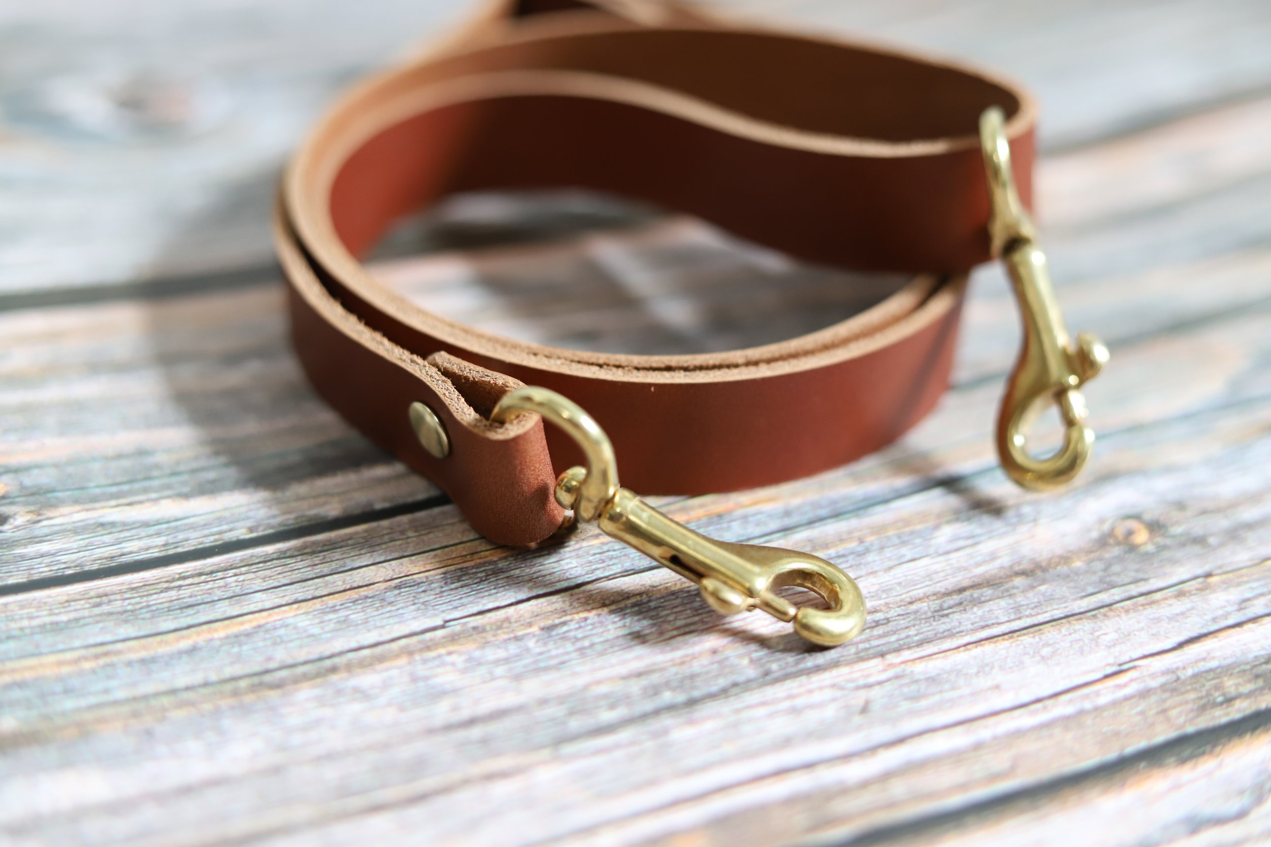 Adjustable Brown Leather Purse Strap