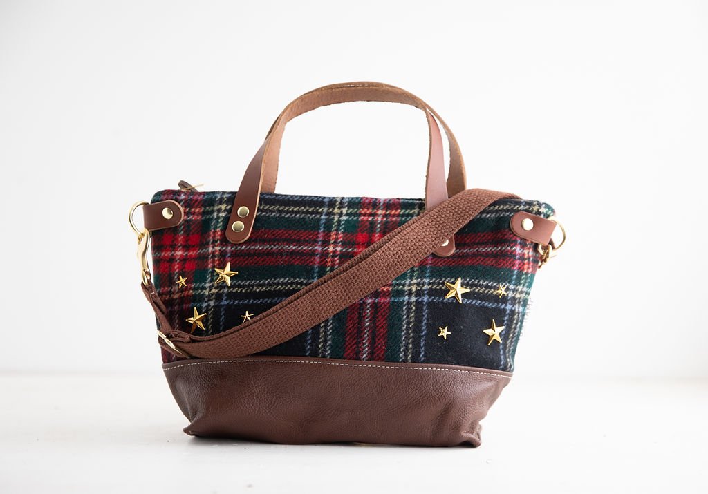 handmade small crossbody purse with Pendleton wool with detachable straps Bitsy 039