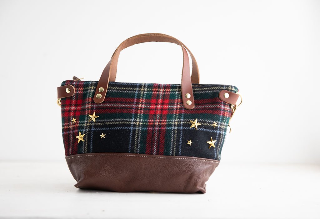 handmade small crossbody purse with Pendleton wool with detachable straps Bitsy 039