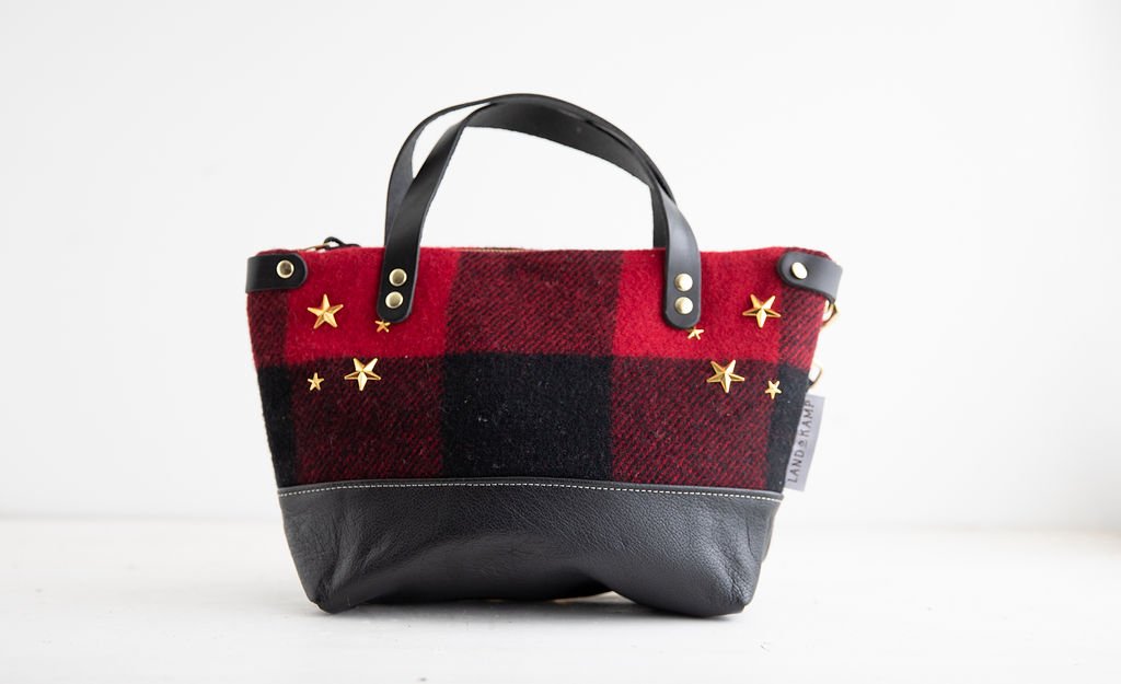 handmade small crossbody purse with Pendleton wool with detachable straps Bitsy 047