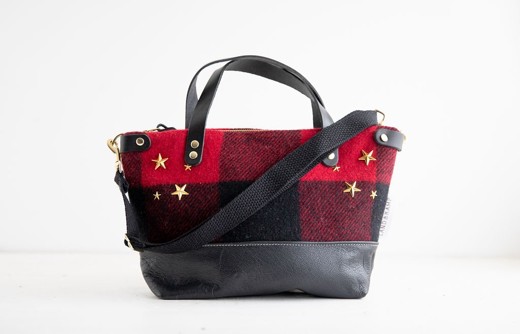 handmade small crossbody purse with Pendleton wool with detachable straps Bitsy 047