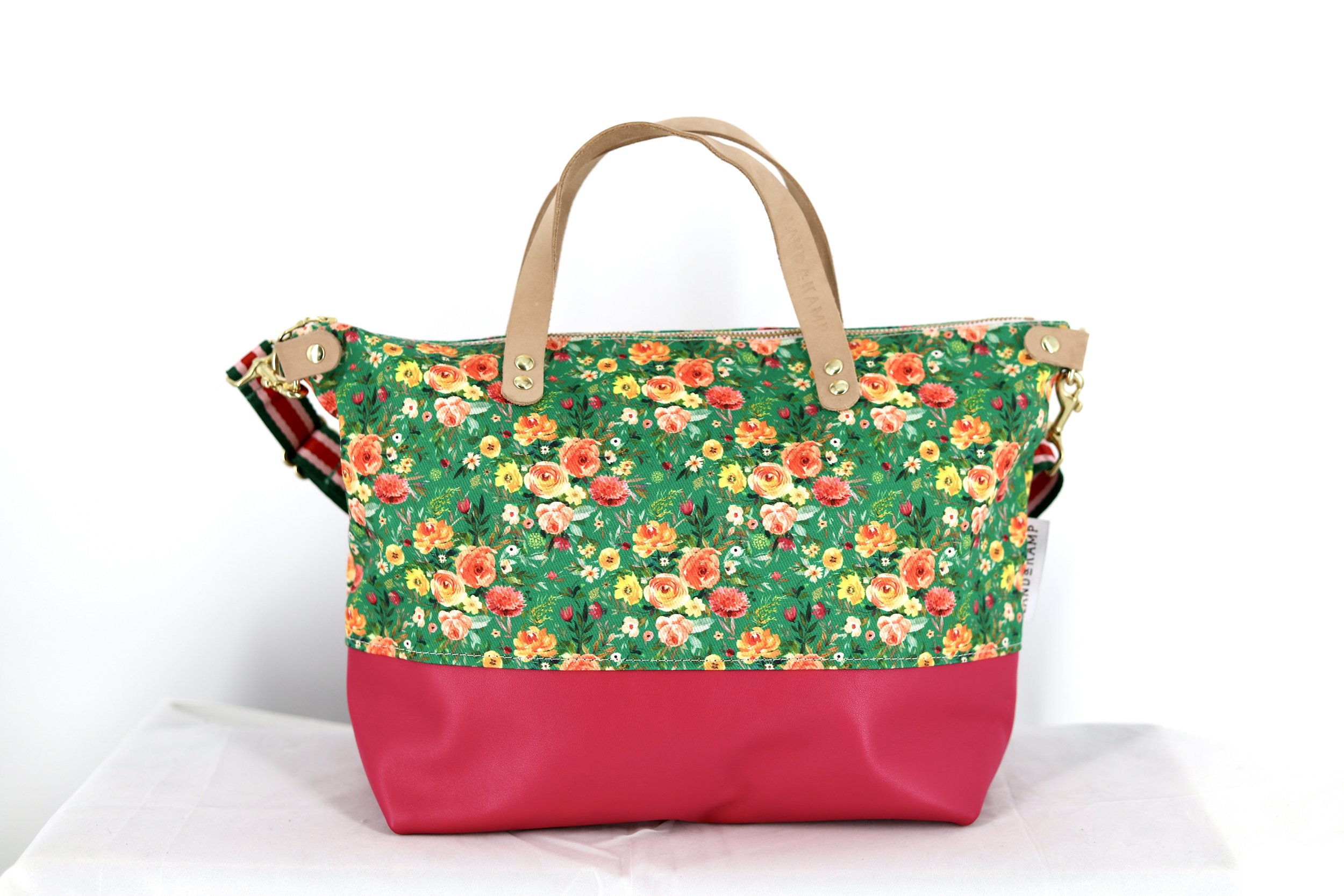 Crossbody Purse in Green Bloom Eco-Friendly Canvas 079