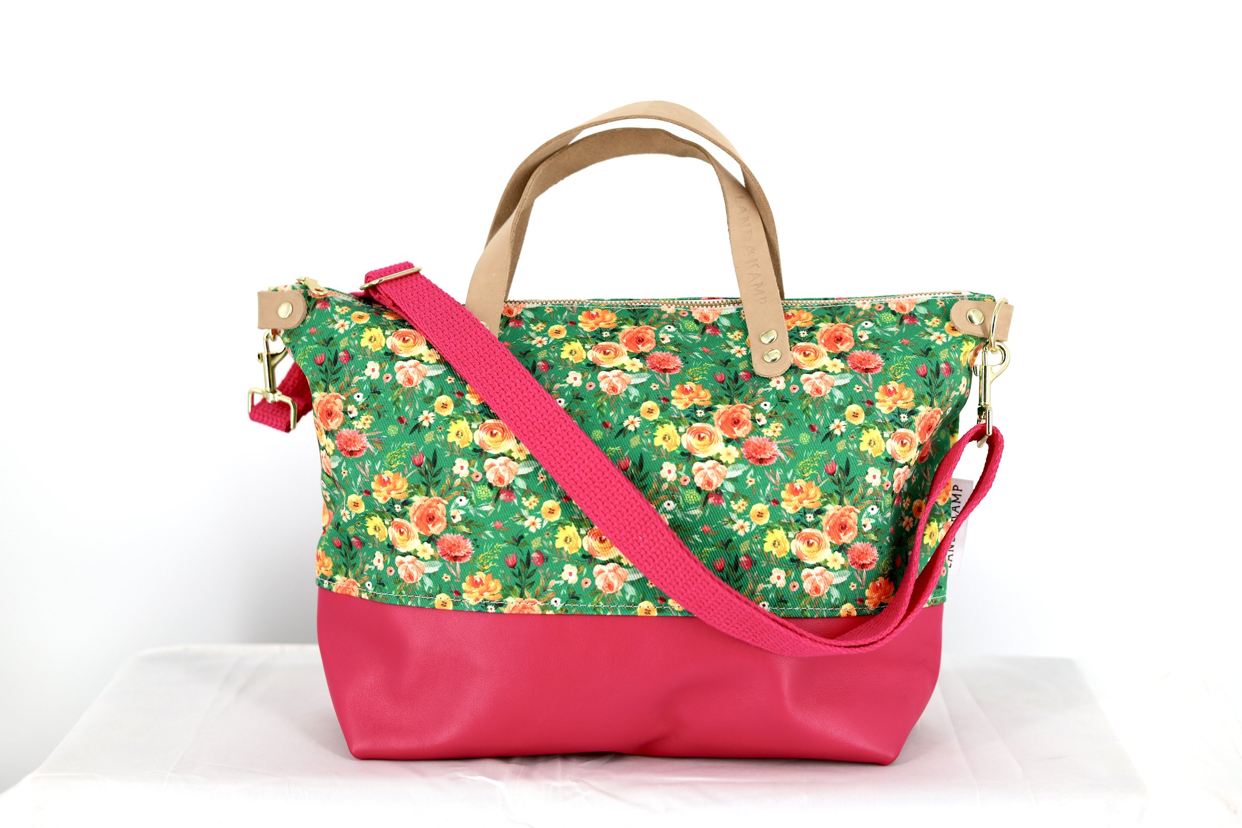 Crossbody Purse in Green Bloom Eco-Friendly Canvas 079