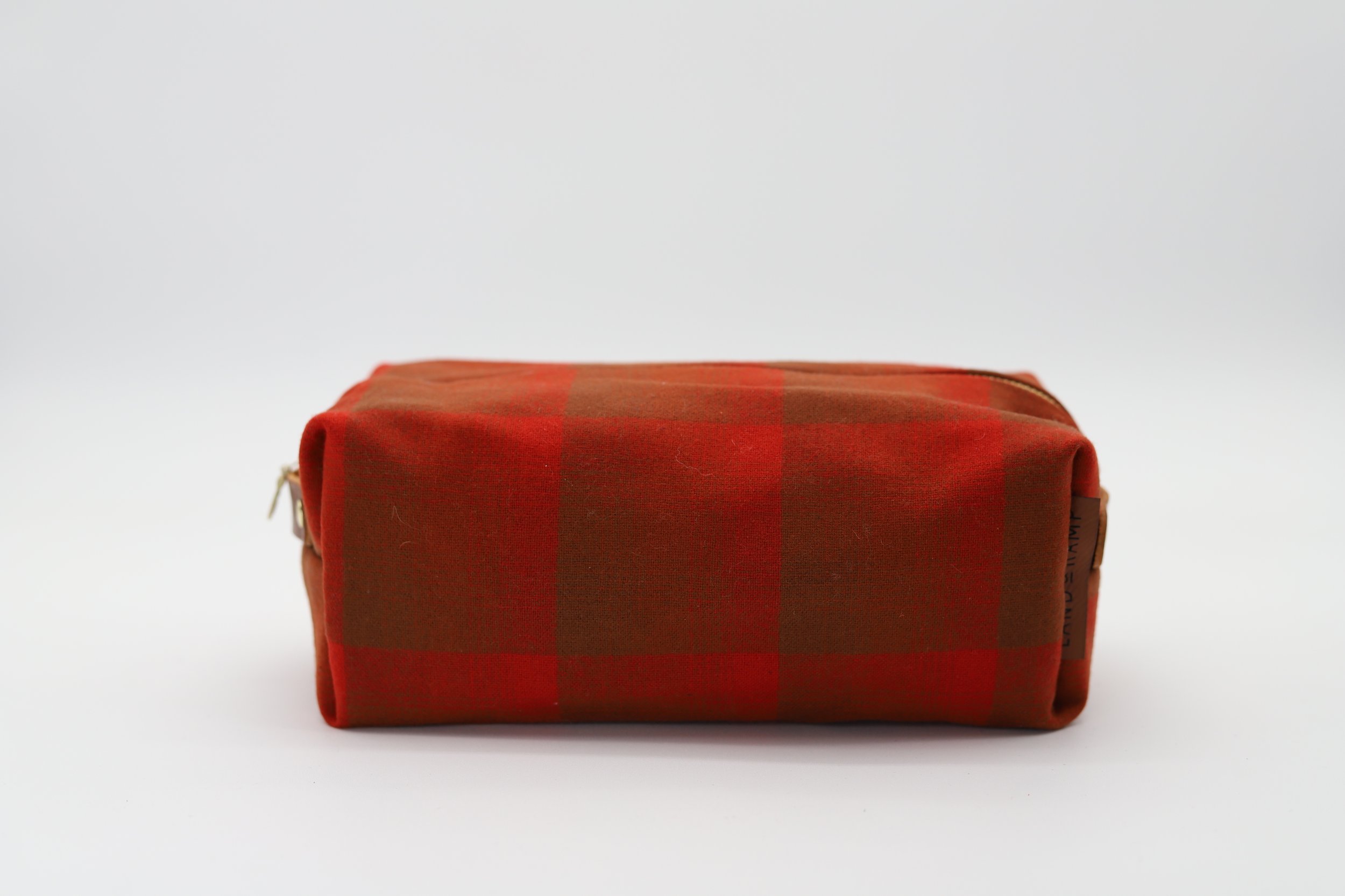 Travel Cosmetic Kit in Fiery Orange Plaid Pendleton Wool 0019
