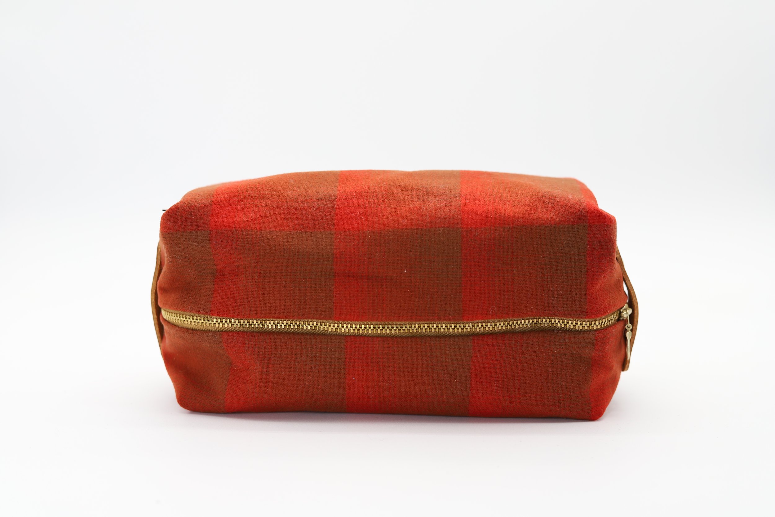 Travel Cosmetic Kit in Fiery Orange Plaid Pendleton Wool 0019