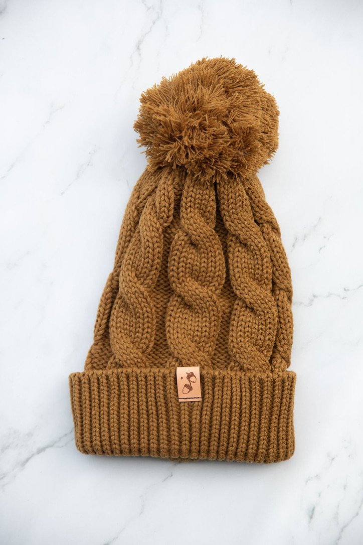 Curry Twist Pom Pom Beanie with Cuff