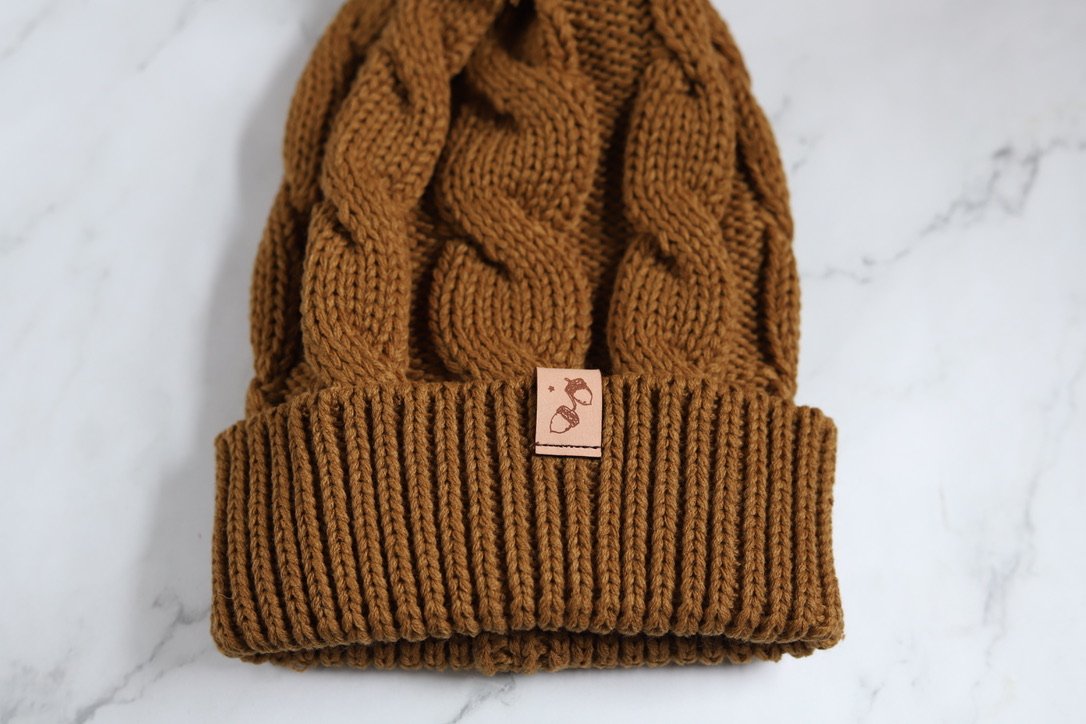 Curry Twist Pom Pom Beanie with Cuff