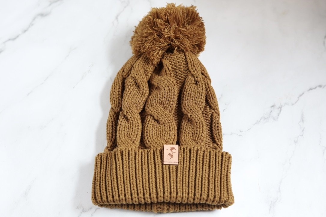 Curry Twist Pom Pom Beanie with Cuff