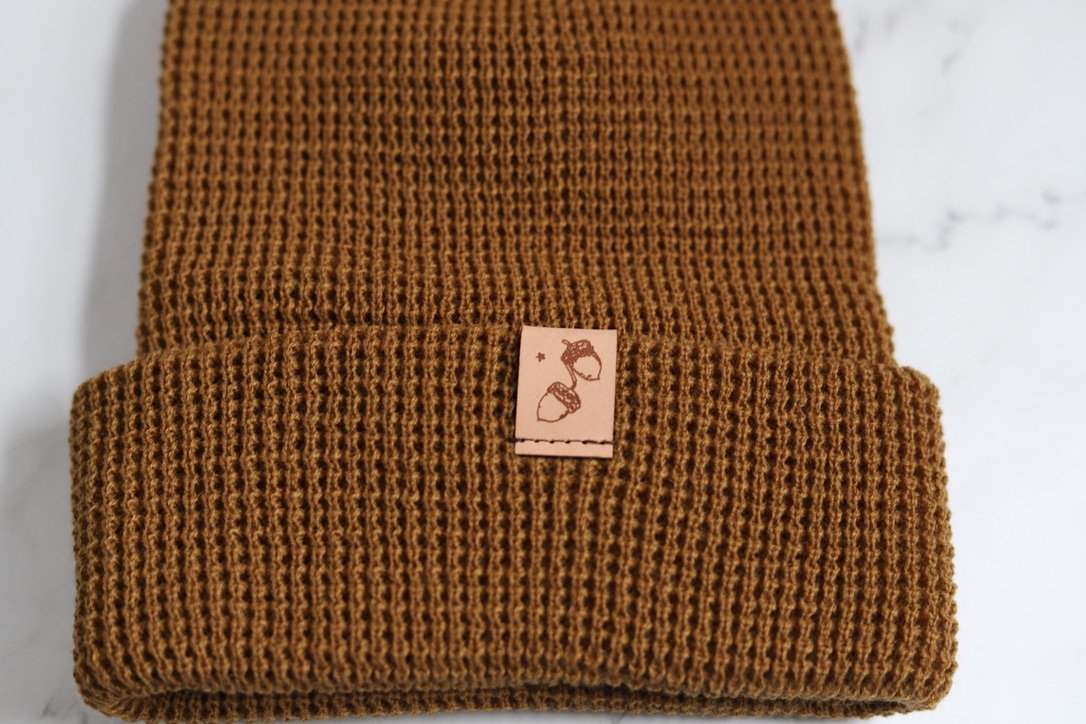 Curry Waffle Knit Beanie with Cuff