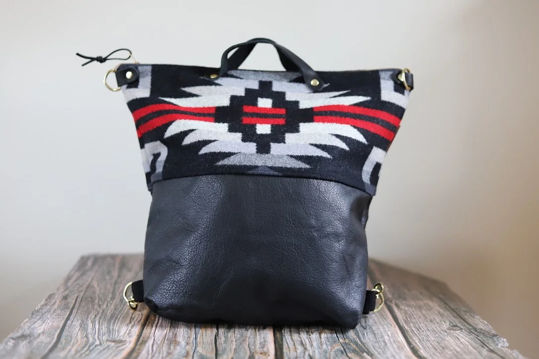 Convertible Backpack in Red Stripe Pendleton Wool 002