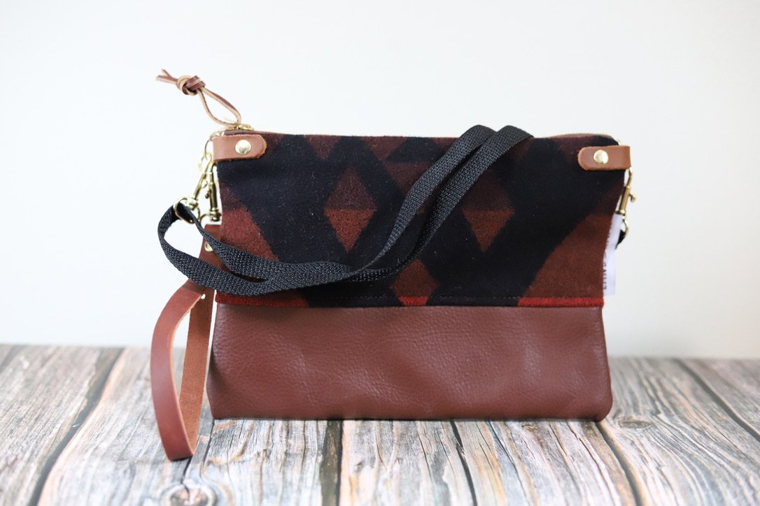 3 in1 Wristlet in Orange Triangle Pendleton Wool 001