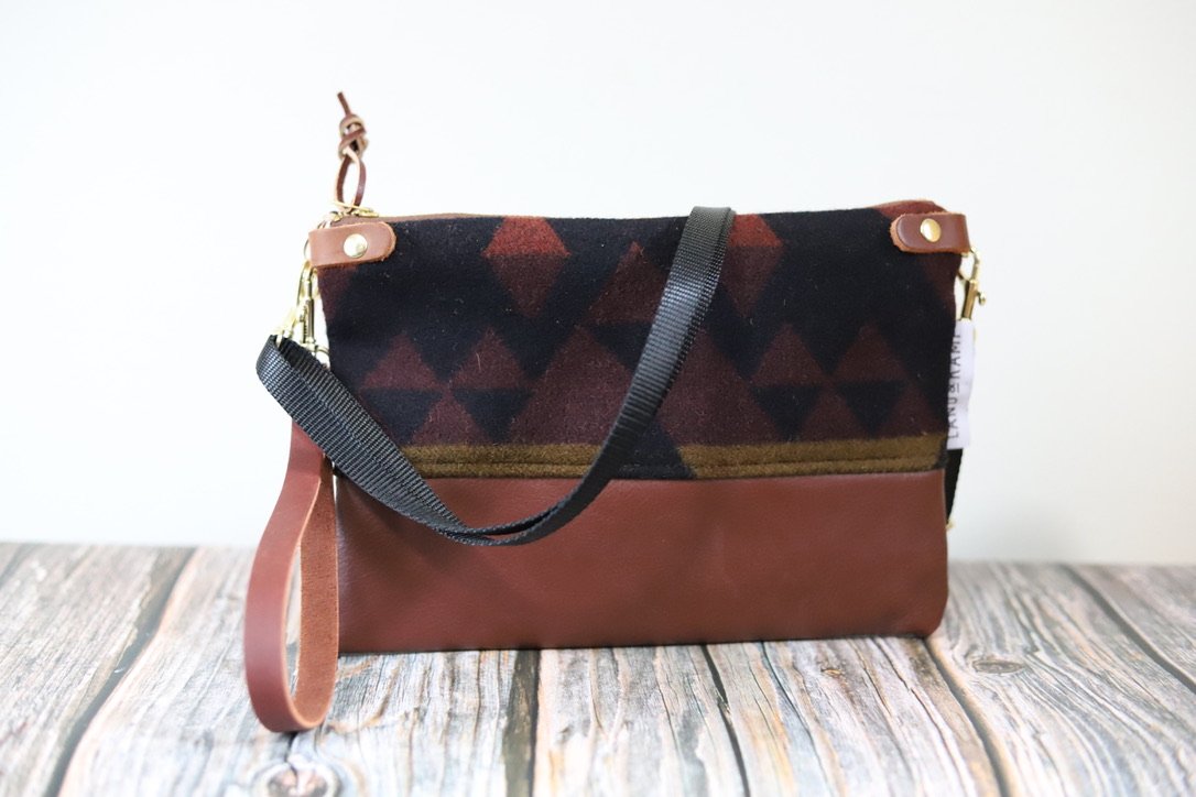 3 in1 Wristlet in Orange Triangle Pendleton Wool 003