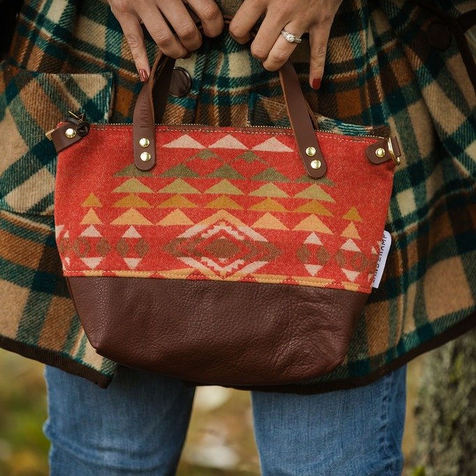 Handmade by me, modeled by the gorgeous women I cherish. Tap the link at the top of the page to shop a piece of our story 🐿🍂✨ #luxurybags #handmade #pendletonwool #autumnfashion #handmadebagsinportland  #bestqualityhandbags  #pendletonpurse