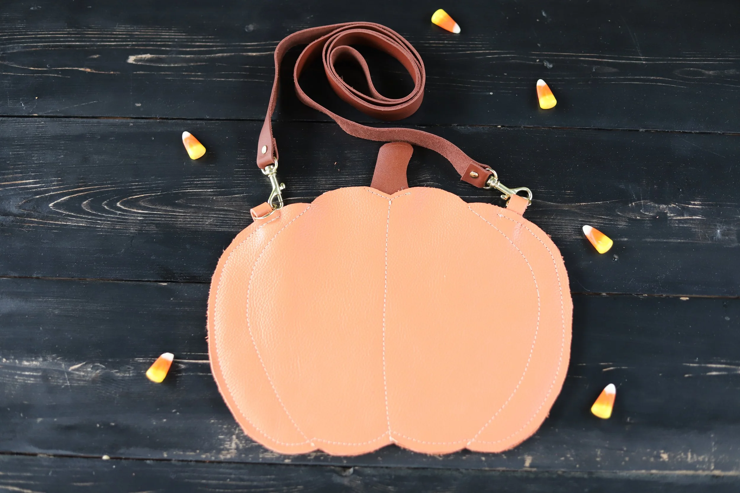 Leather Pumpkin Purse
