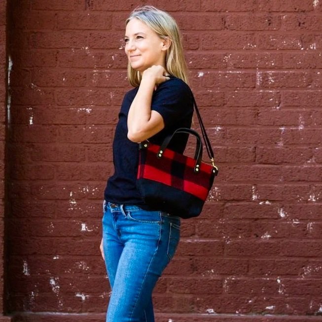Land and Kamp Bitsy medium everyday crossbody purse in handmade Pendleton wool